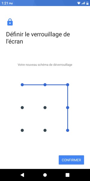 Dessinez de nouveau le schéma de déverrouillage et sélectionnez CONFIRMER