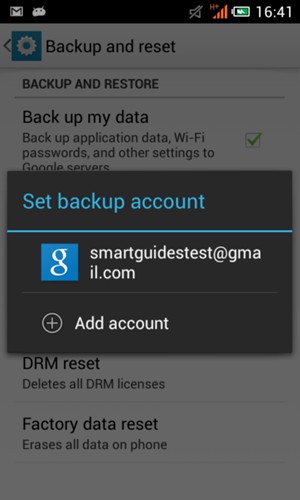 Select your backup account
