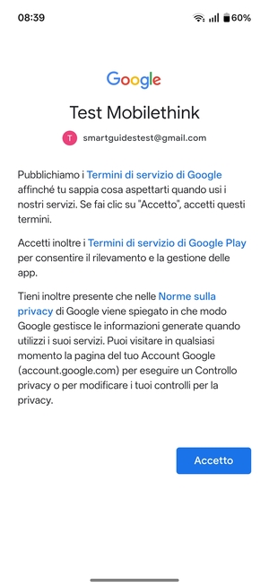 Seleziona Accetto