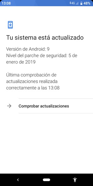 Si su teléfono está actualizado, verá la siguiente pantalla