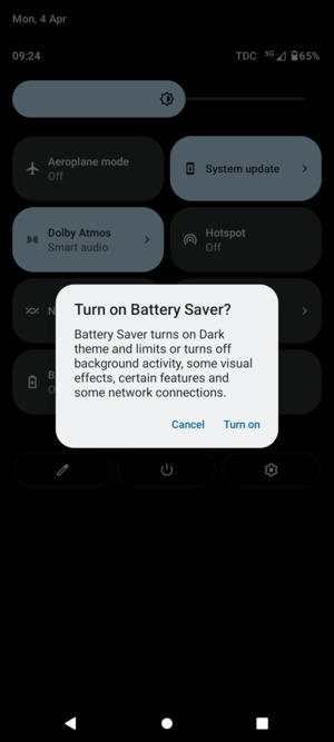 Select Turn on