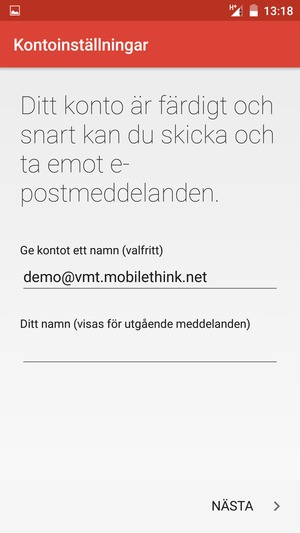 Ge ditt konto ett namn och ange ditt namn. Välj NÄSTA
