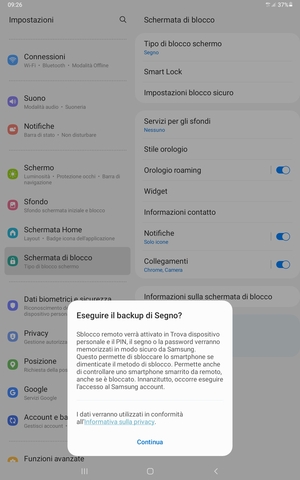 Seleziona il tasto Indietro