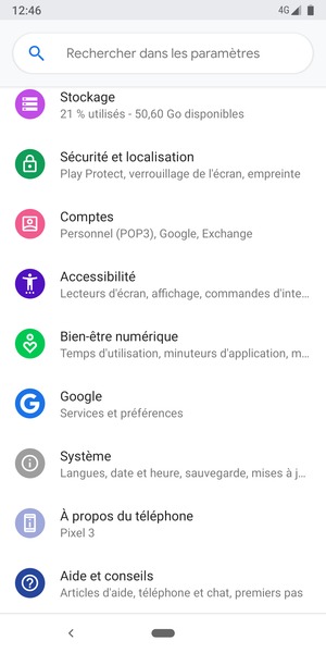 Faites défiler et sélectionnez Sécurité et localisation