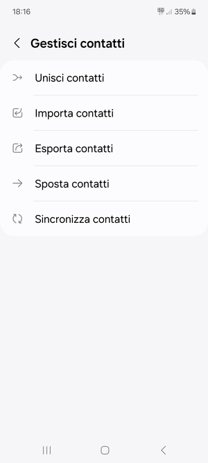 Seleziona Importa  contatti