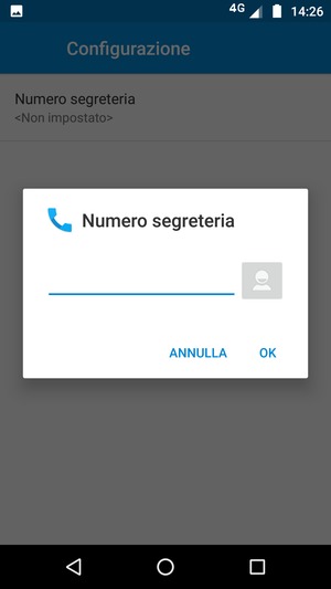 Inserisci Numero segreteria e seleziona OK