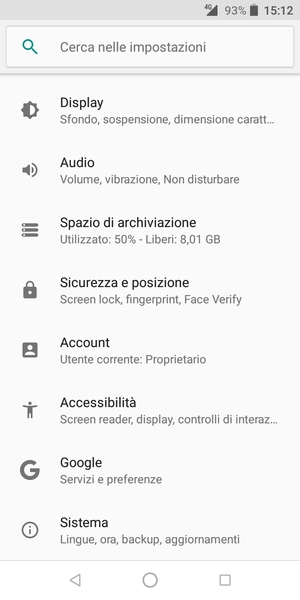 Scorri e seleziona Sicurezza e posizione