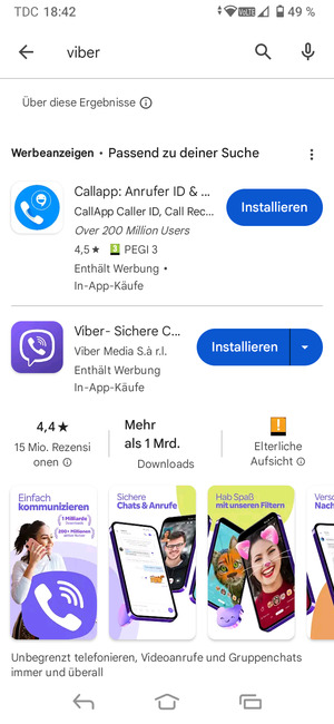 Wählen Sie die App