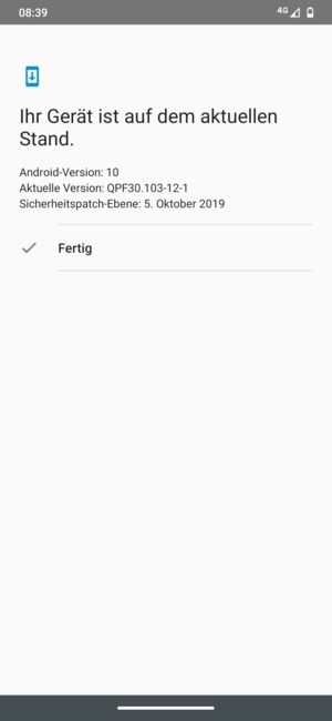Falls Ihr Handy aktualisiert ist, wählen Sie Fertig