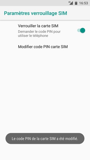 Votre code PIN de la carte SIM a été modifié