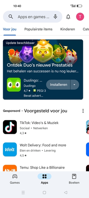 Selecteer de zoekbalk