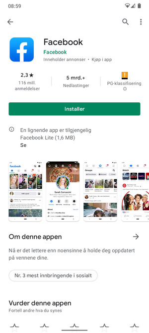 Velg Installer