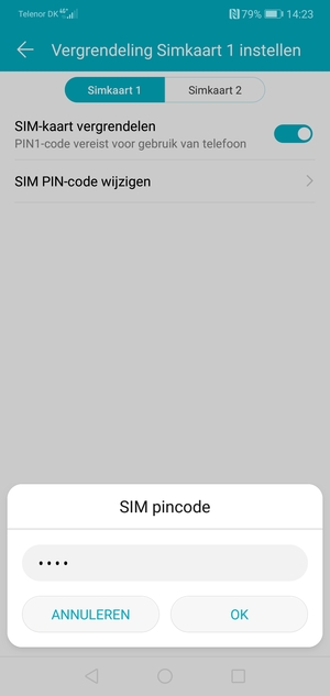 Voer uw Oude SIM pincode in en selecteer OK