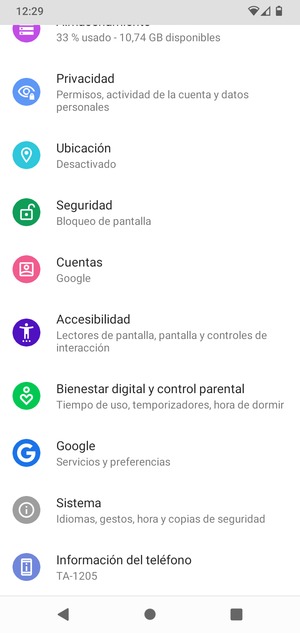 Seleccione Seguridad