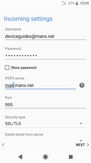 Enter Port and select NEXT