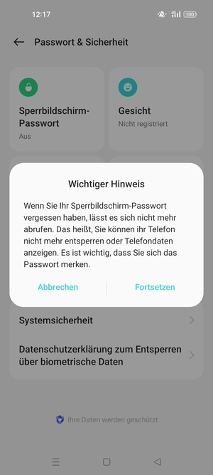 Wählen Sie Fortsetzen