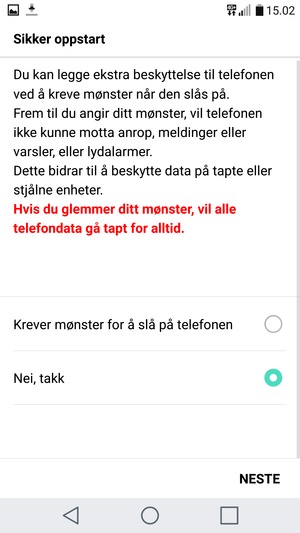 Velg ønsket alternativ og velg NESTE