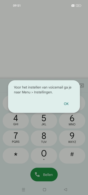 Als uw voicemail niet geïnstalleerd is, selecteert u OK