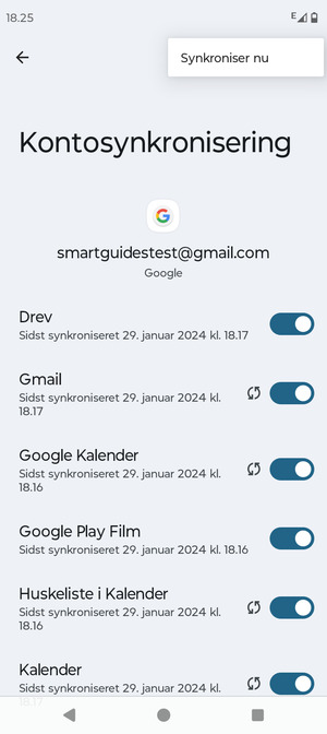Vælg Synkroniser nu