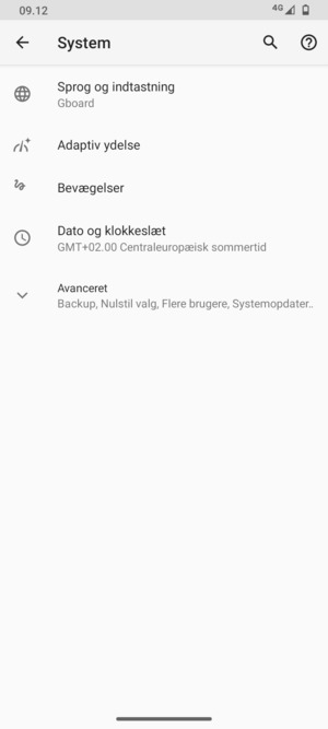 Vælg Avanceret