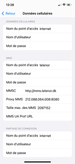 Saisissez les informations MMS