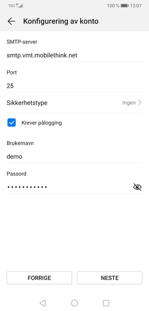 Skriv inn utgående serveradresse