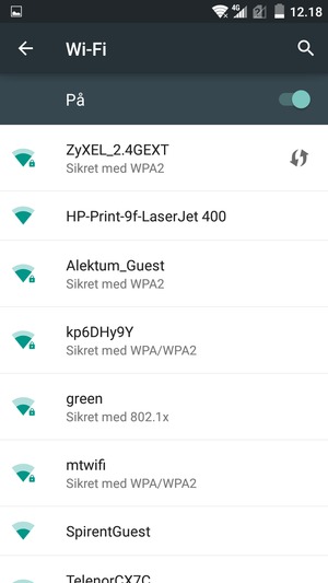 Velg det trådløse nettverket du vil koble til