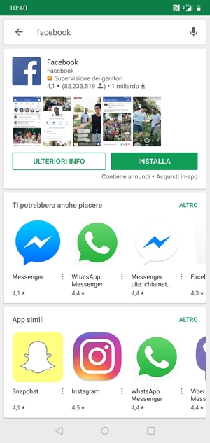 Seleziona l'applicazione