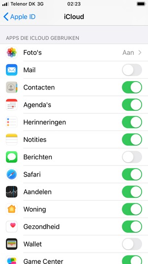 Selecteer de diensten waarvan u een back-up wilt maken