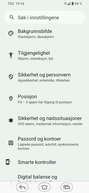 Bla til og velg Posisjon