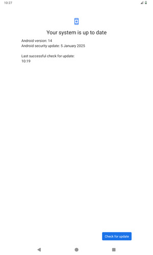 If your tablet is up to date, you will see the following screen