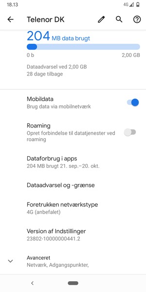 Vælg Avanceret
