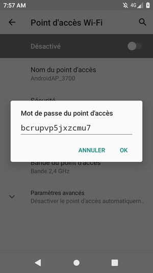 Saisissez un mot de passe de hotspot Wi-Fi d'au moins 8 caractères et sélectionnez OK