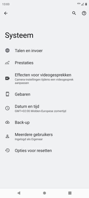 Selecteer Back-up