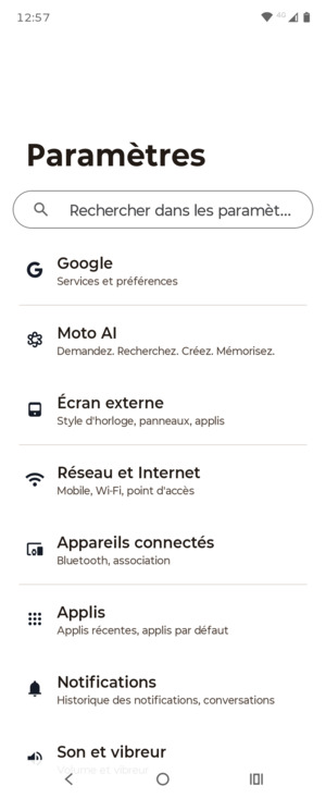 Sélectionnez Réseau et Internet