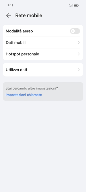 Seleziona Dati mobili