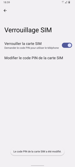 Votre code PIN de la carte SIM a été modifié