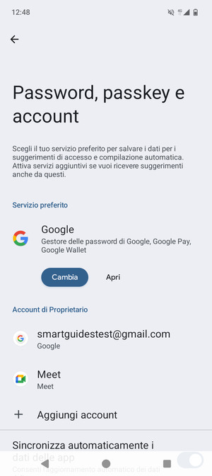 Seleziona il tuo account Google
