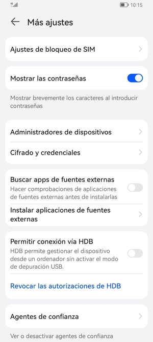 Seleccione Ajustes de bloqueo de SIM