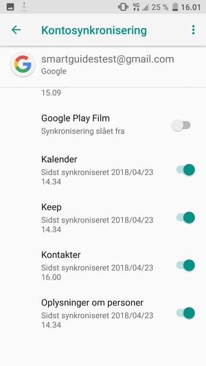 Kontroller at Kontakter er valgt