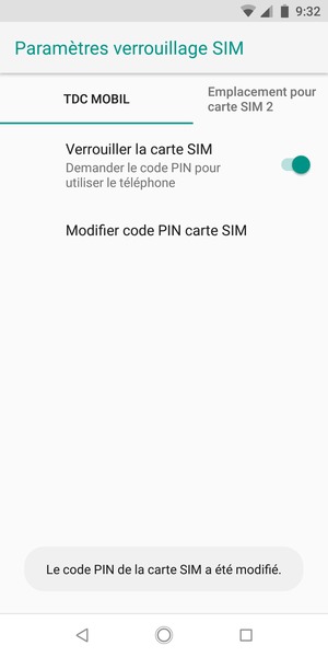 Votre code PIN de la carte SIM a été modifié