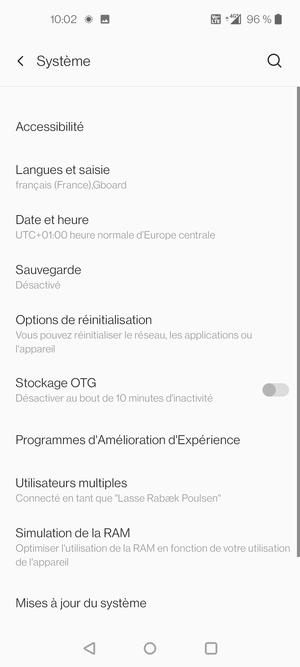 Sélectionnez Mises à jour du système