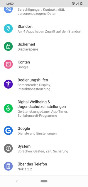 Scrollen Sie und wählen Sie Sicherheit