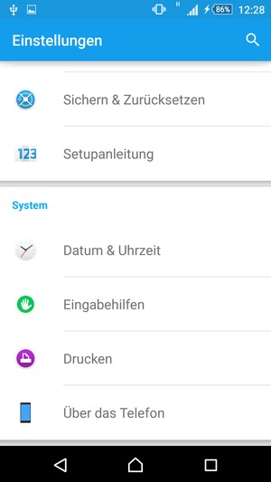 Scrollen Sie und wählen Sie Über das Telefon