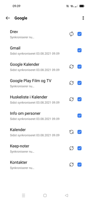 Dine oplysninger vil blive synkroniseret