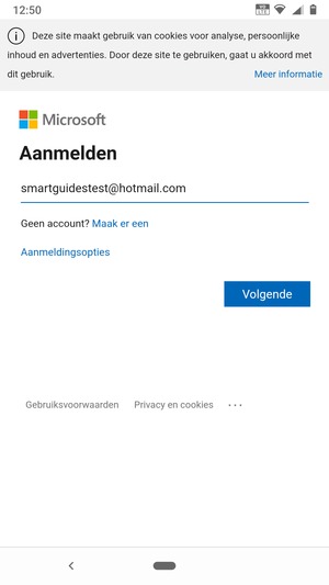 Voer uw e-mailadres in en selecteer Volgende