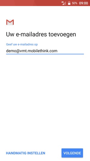 Voer uw e-mailadres in en selecteer VOLGENDE