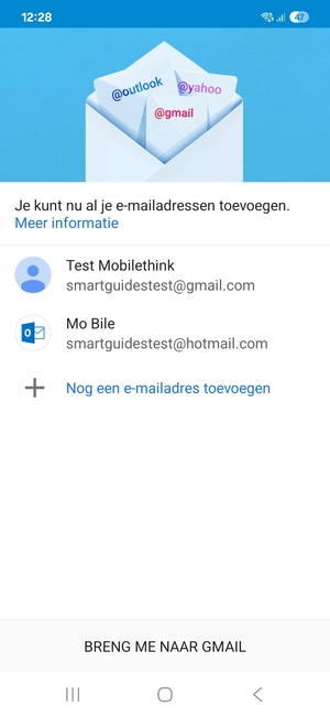 Selecteer BRENG ME NAAR GMAIL