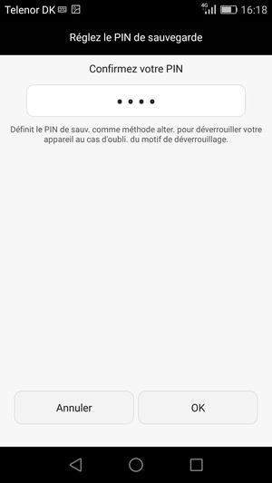 Veuillez confirmer votre PIN de sauvegarde et sélectionner OK