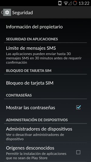 Seleccione Bloqueo de tarjeta SIM